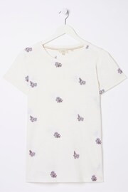 FatFace Natural Floral Embroidered T-Shirt - Image 4 of 4