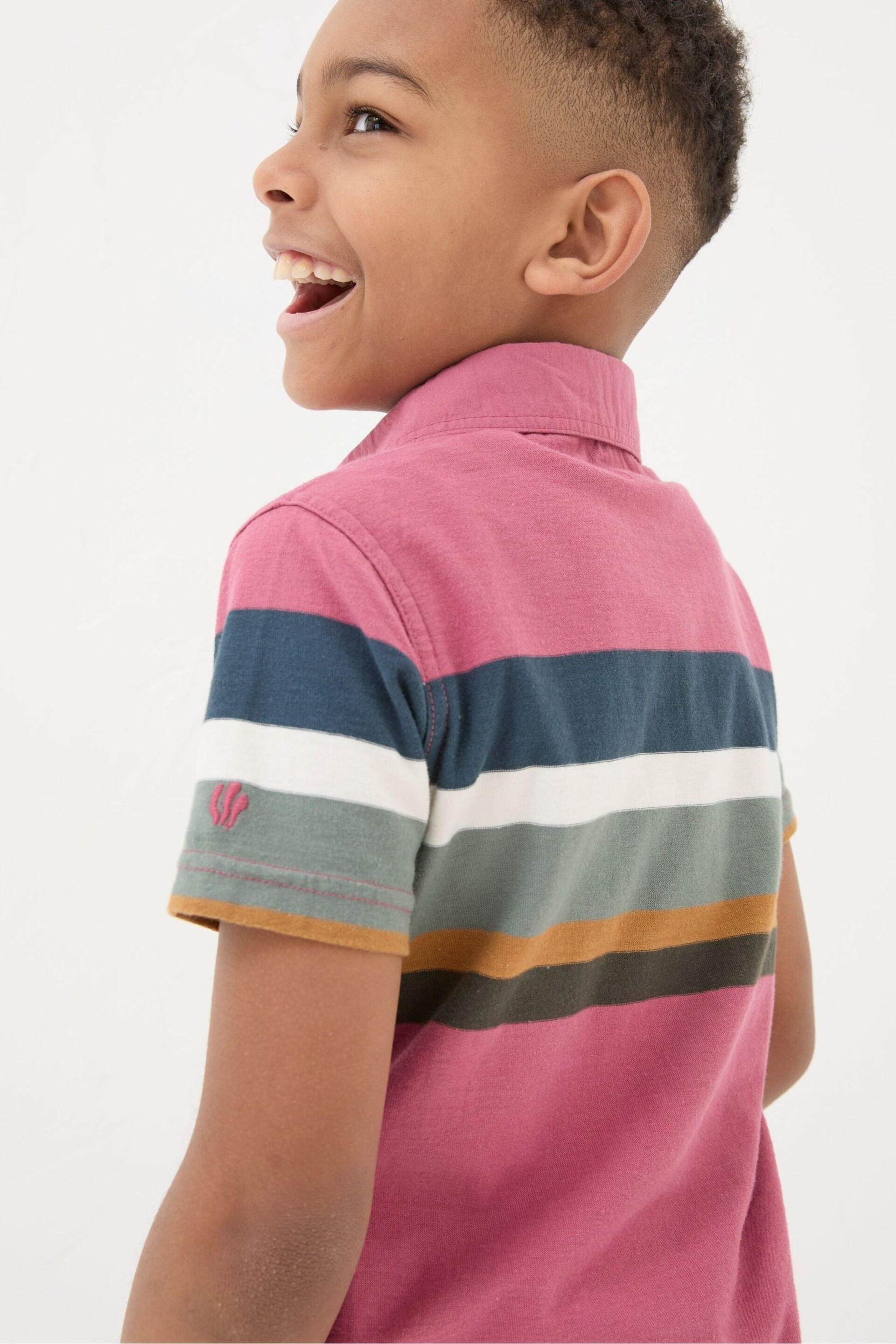 FatFace Pink Chest Stripe Polo Shirt - Image 4 of 6