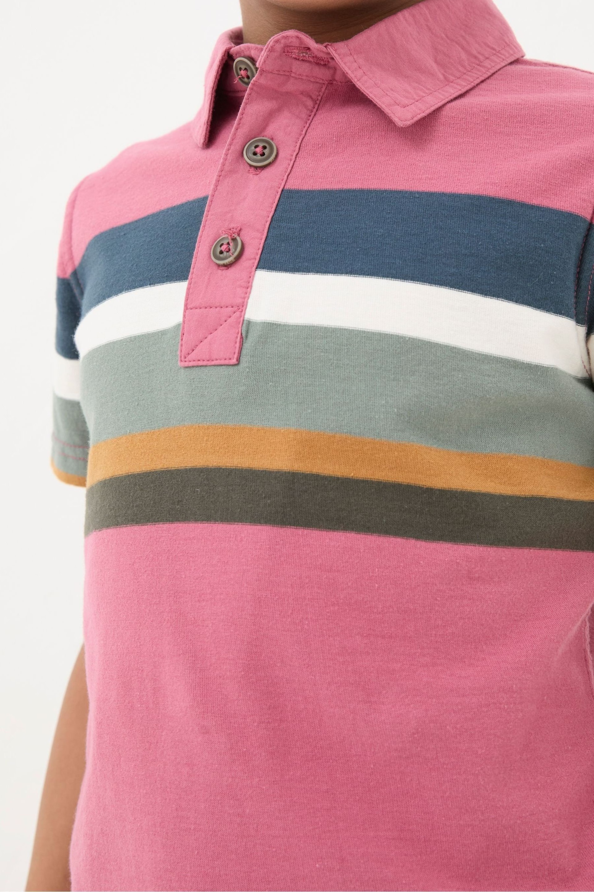FatFace Pink Chest Stripe Polo Shirt - Image 5 of 6