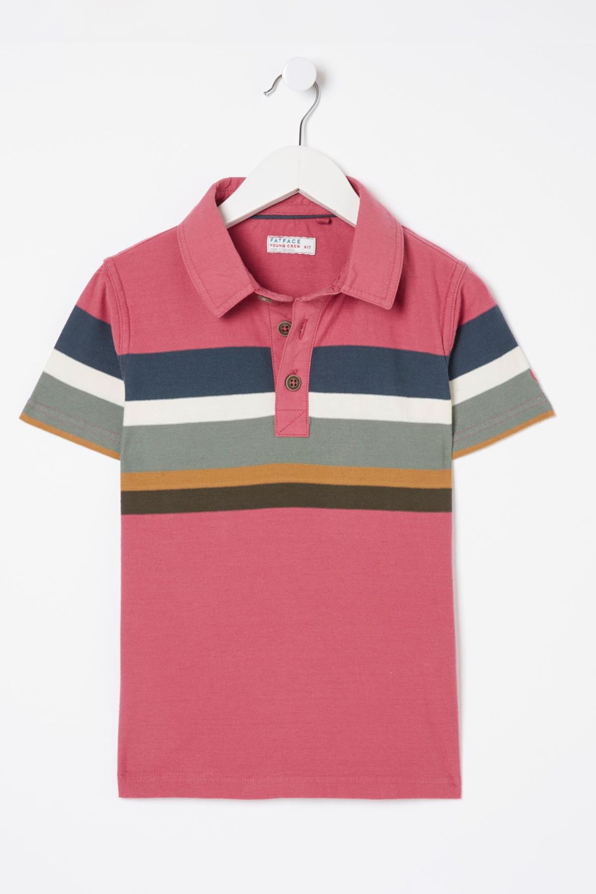 FatFace Pink Chest Stripe Polo Shirt - Image 6 of 6