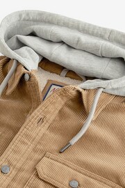 Stone Natural Cord Borg Lined Shacket with Hood - Image 11 of 12