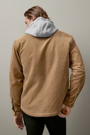 Stone Natural Cord Borg Lined Shacket with Hood - Image 5 of 12