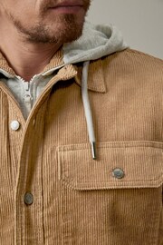 Stone Natural Cord Borg Lined Shacket with Hood - Image 6 of 12