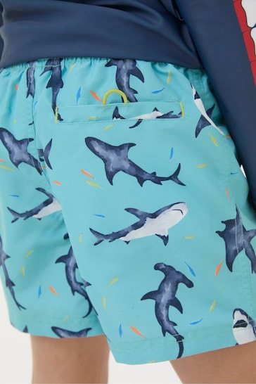 FatFace Blue Shark Swim Shorts