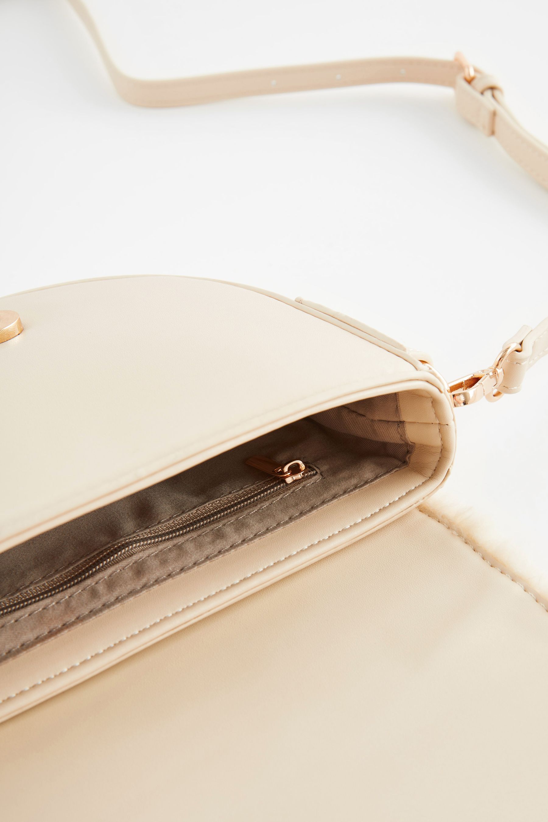 Buy Cream Faux Fur Saddle Bag from Next Luxembourg
