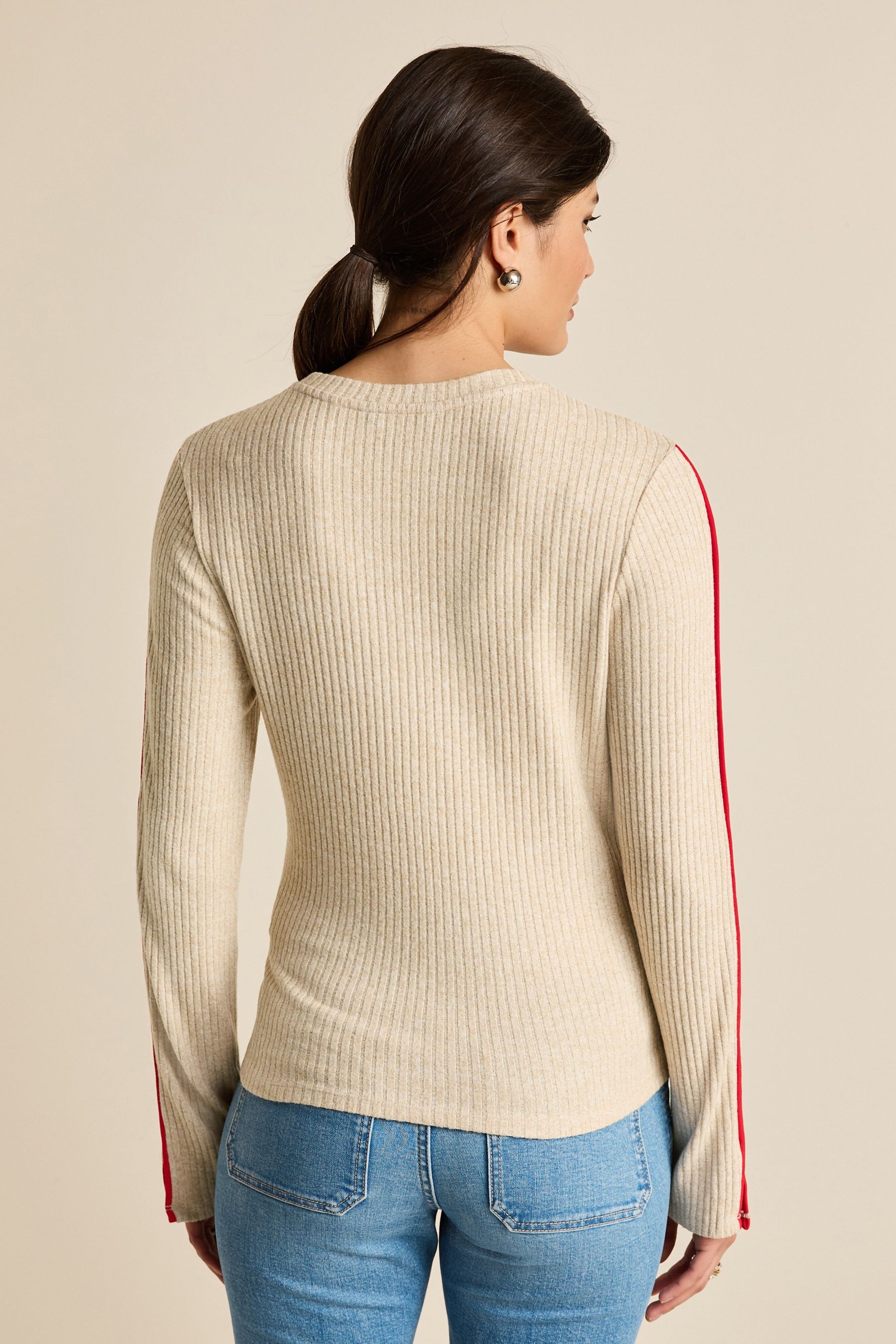 Buy Neutral Cosy Soft Touch Piped Long Sleeve Crew Jumpers from Next Ireland