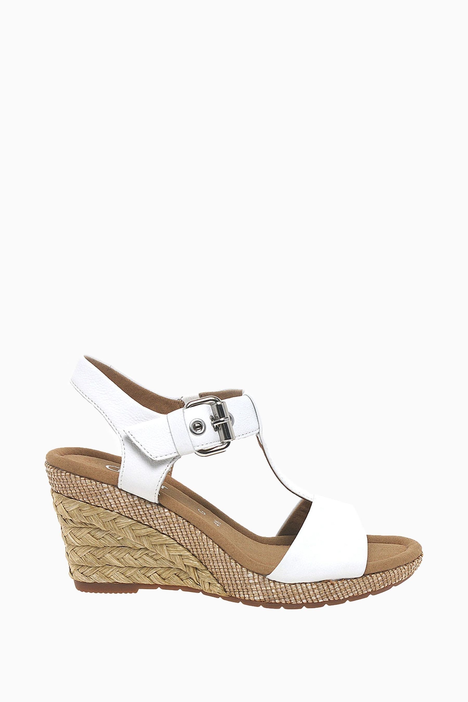 Buy Gabor Wide Fit Karen White Leather Wedge Sandals from the Next UK online shop