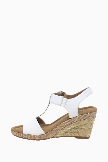 Gabor Karen White Leather Wedge Sandals