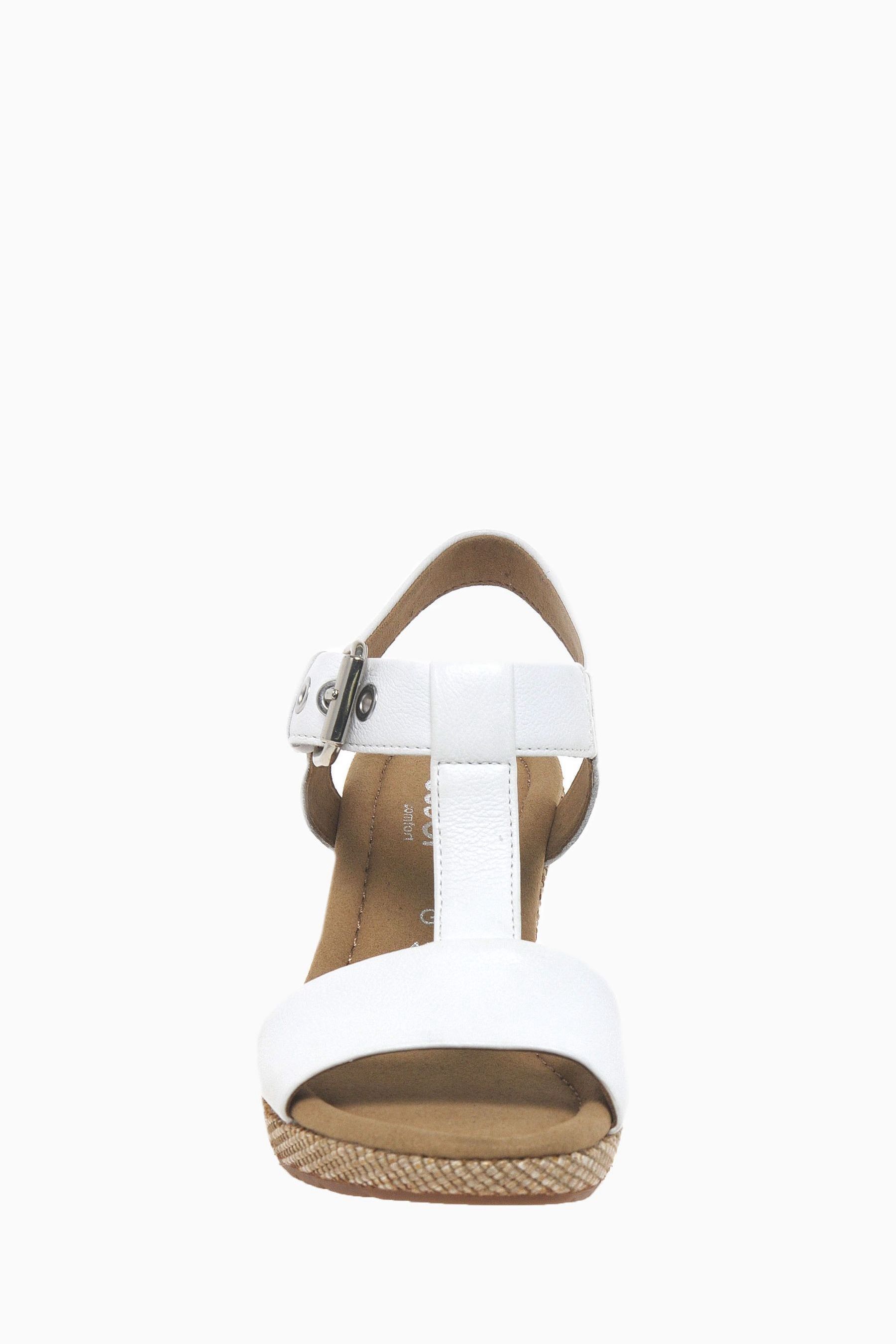 Buy Gabor Wide Fit Karen White Leather Wedge Sandals from the Next UK online shop