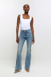 River Island Blue High Rise Tummy Hold Flare Stretch Jeans - Image 3 of 5
