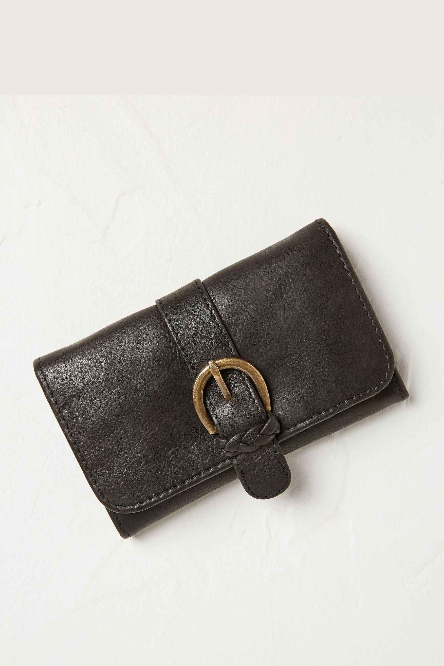 FatFace Harlow Black Round Buckle Foldover Purse