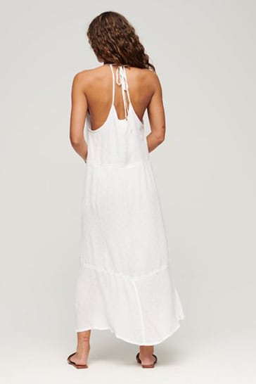 SUPERDRY White Lace Trim Maxi Dress