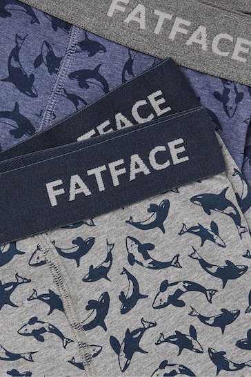 FatFace Blue Killer Whale Boxers 2 Pack