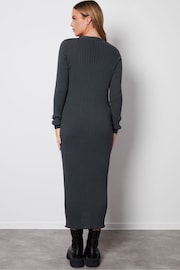 Threadbare Grey Cardigan Style Knitted Midi Dress - Image 4 of 5