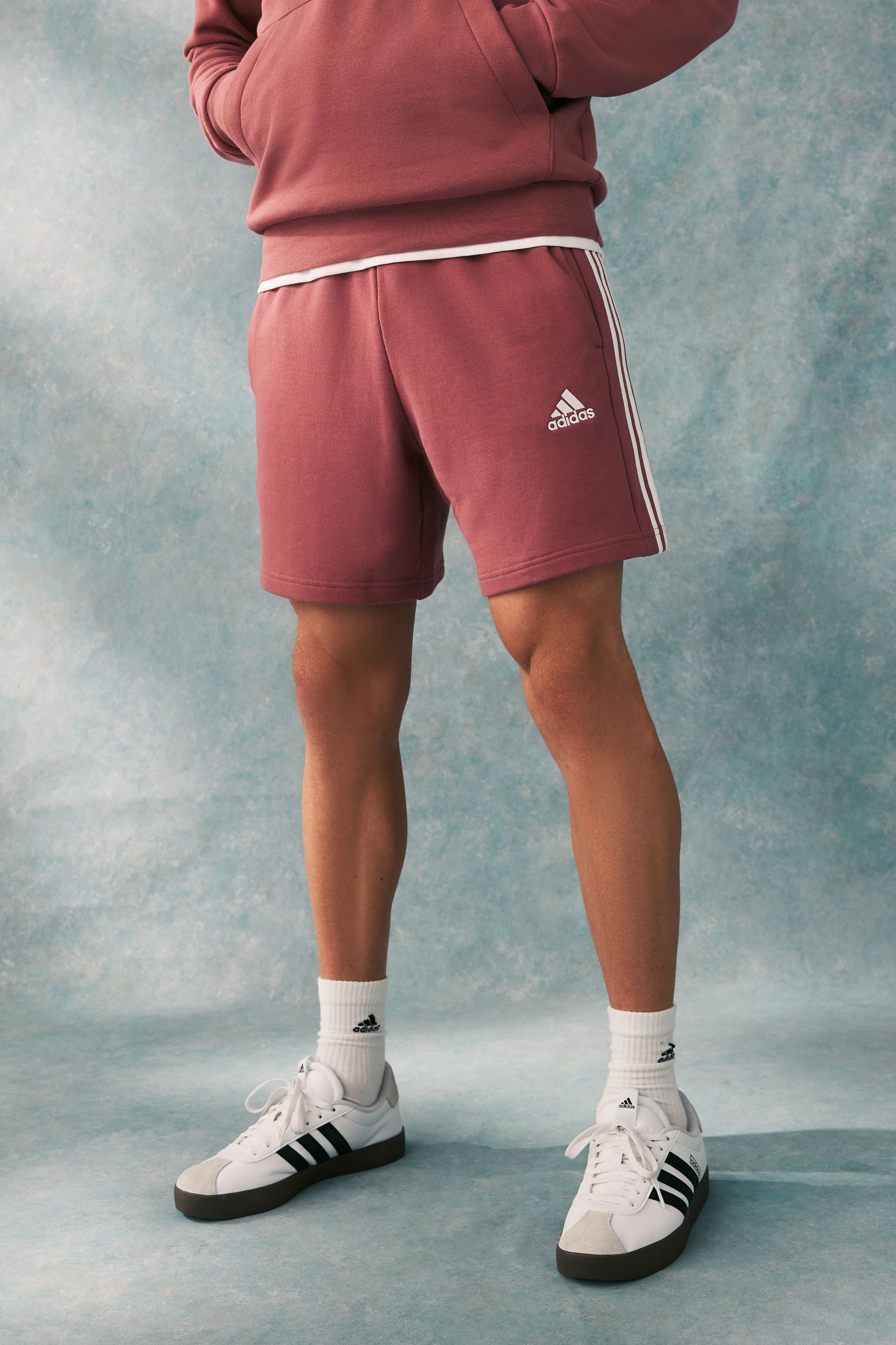 Buy adidas Pink 100 Cotton Essentials French Terry 3 Stripes Shorts from Next Luxembourg