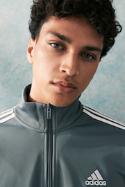 adidas Dark Grey 3-Stripe Tricot Tracksuit - Image 4 of 5