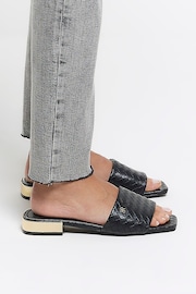 River Island Black Wide Fit Woven Mule Flat Sandals - Image 1 of 5