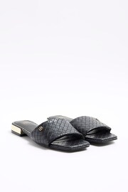 River Island Black Wide Fit Woven Mule Flat Sandals - Image 3 of 5