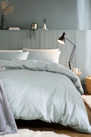 Sage Green Geometric Duvet Cover and Pillowcase Set - Image 1 of 6