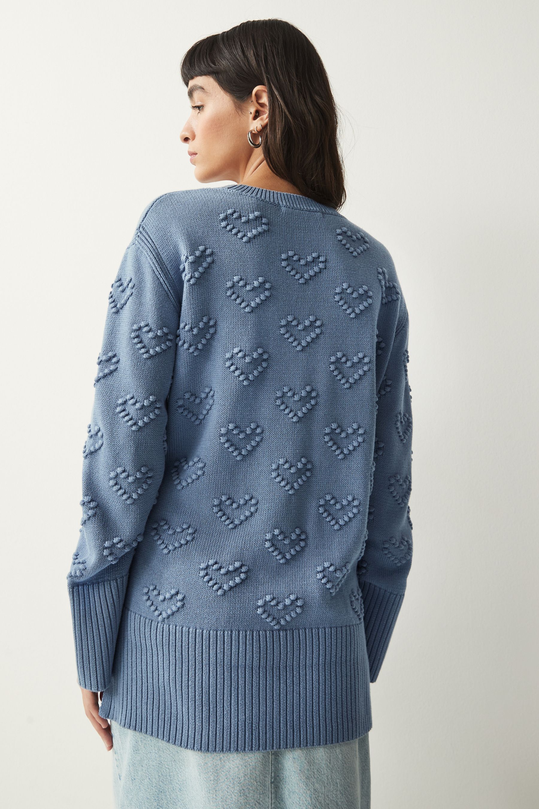 Buy Blue Pom Heart Jumper from Next Luxembourg