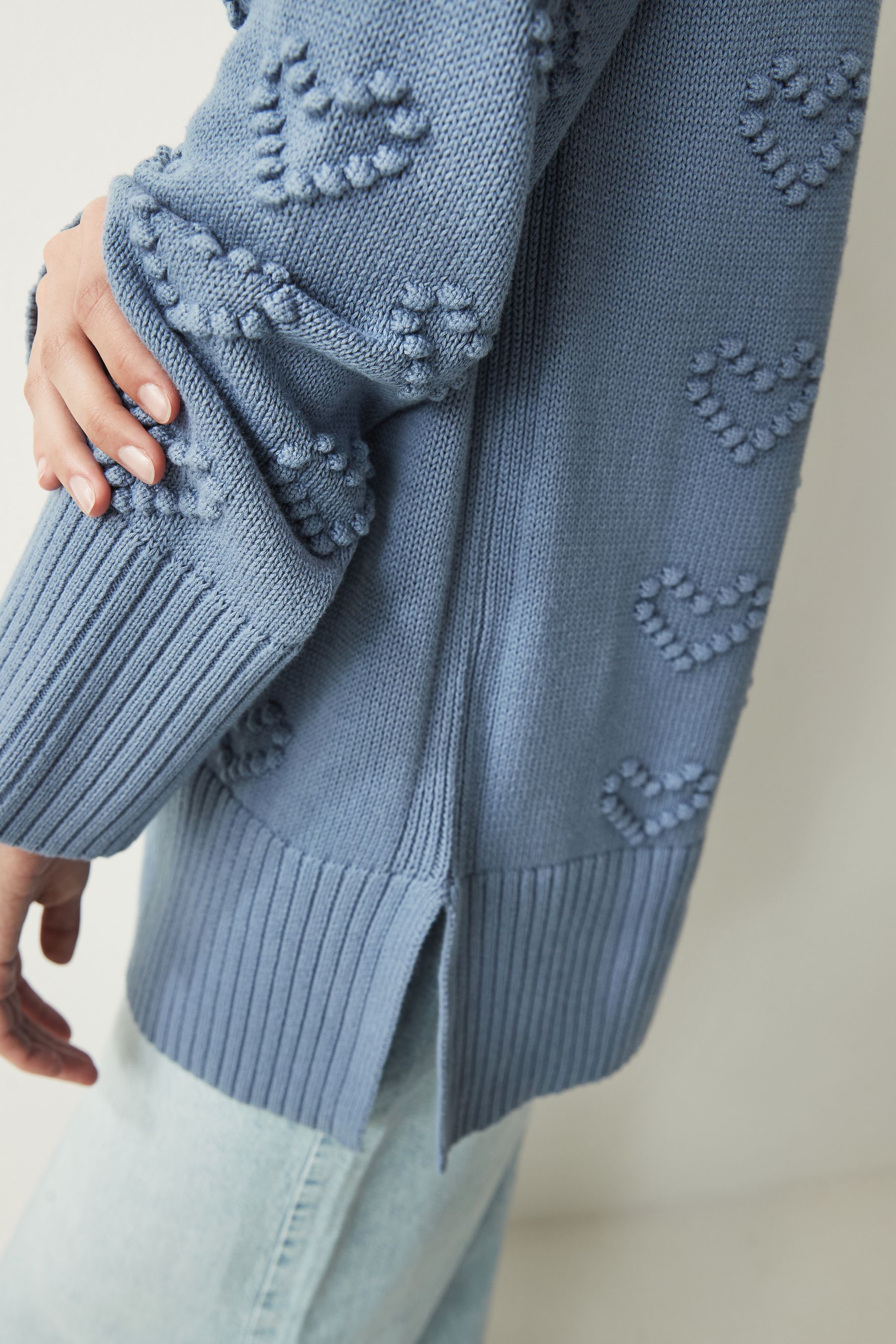Buy Blue Pom Heart Jumper from Next Luxembourg