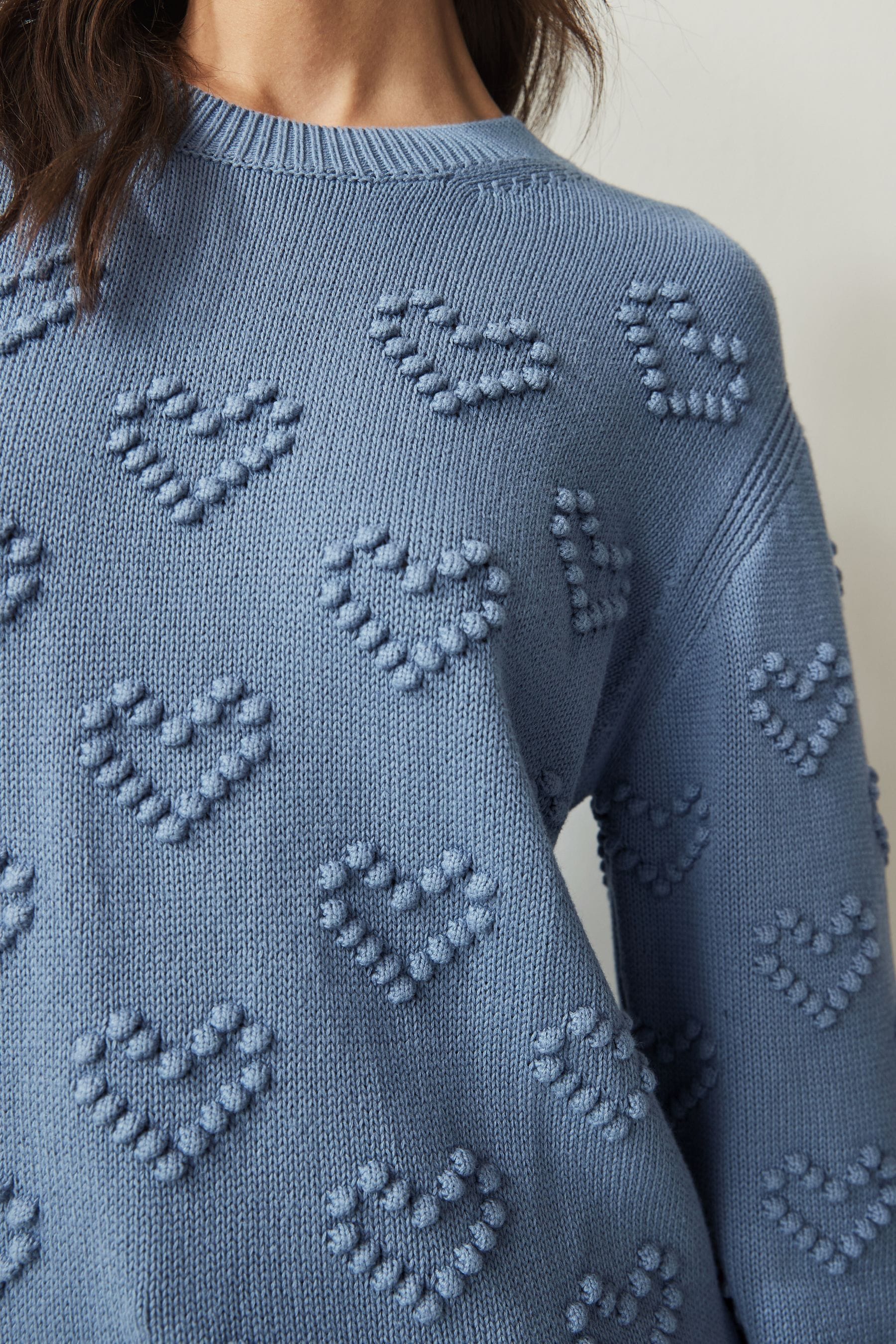 Buy Blue Pom Heart Jumper from Next Luxembourg