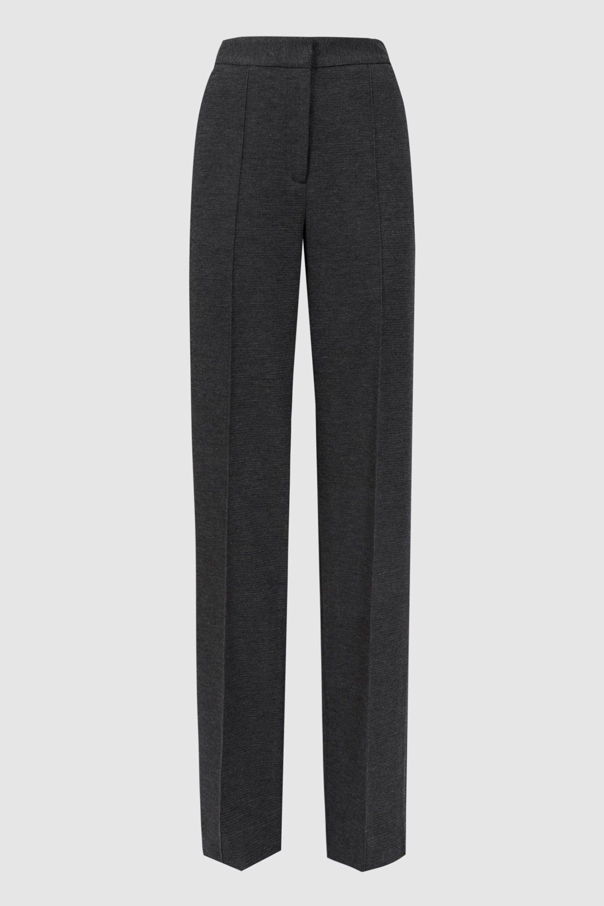 Reiss Grey Melange Iria Wool Blend Wide Leg Suit Trousers - Image 2 of 4