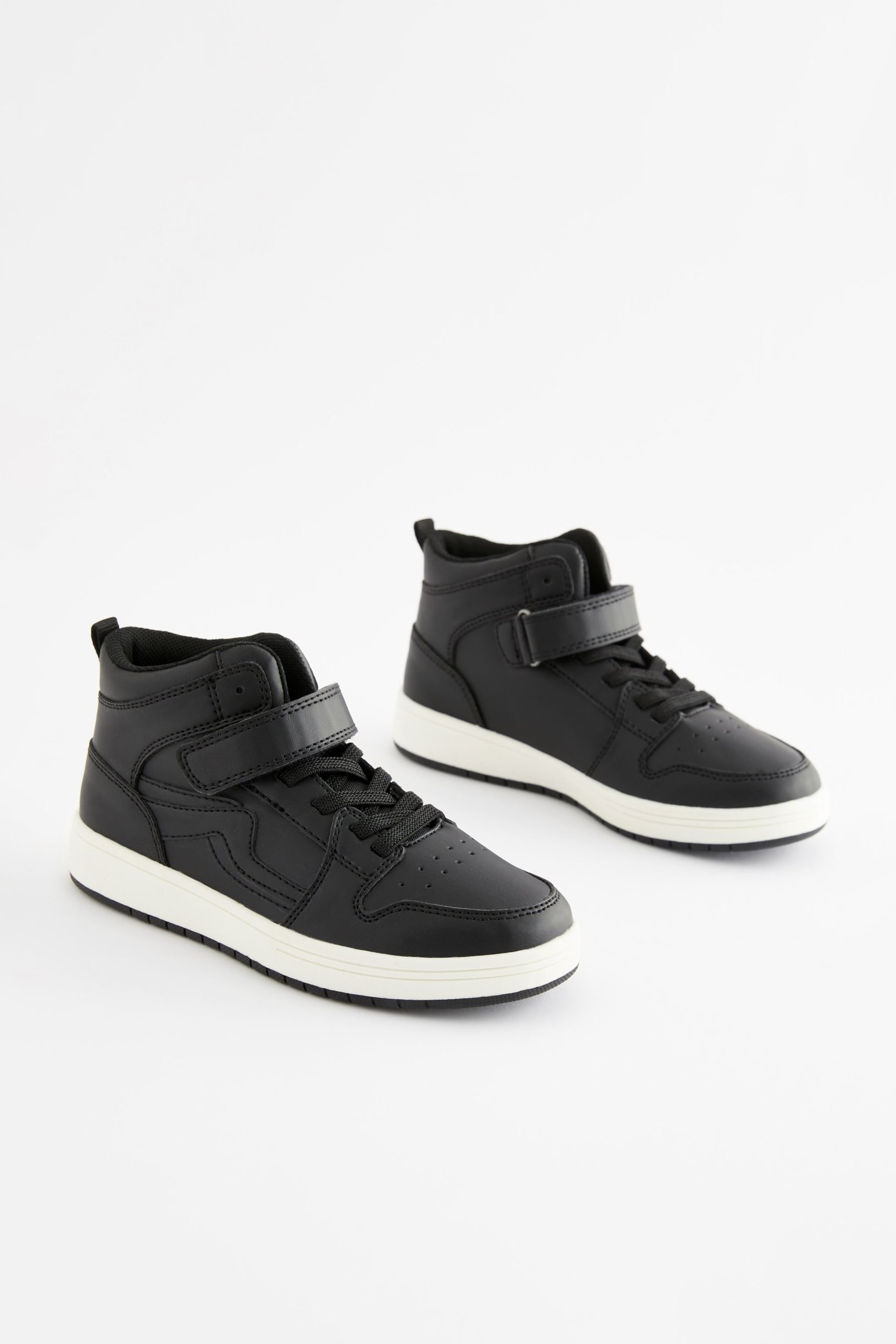 Black Elastic Lace High Top Trainers - Image 5 of 8