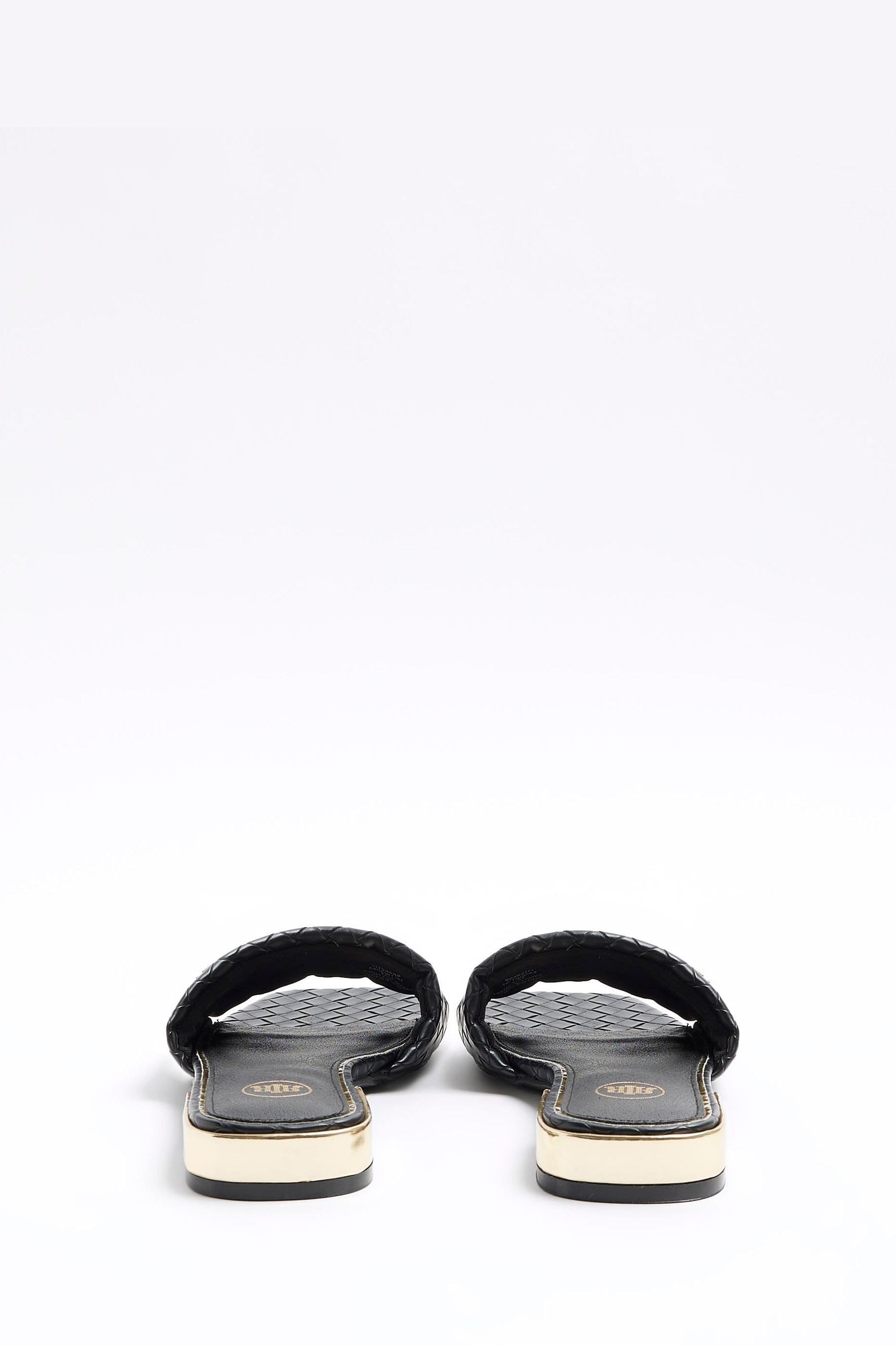 Buy River Island Black Woven Mule Flat Sandals from Next Luxembourg