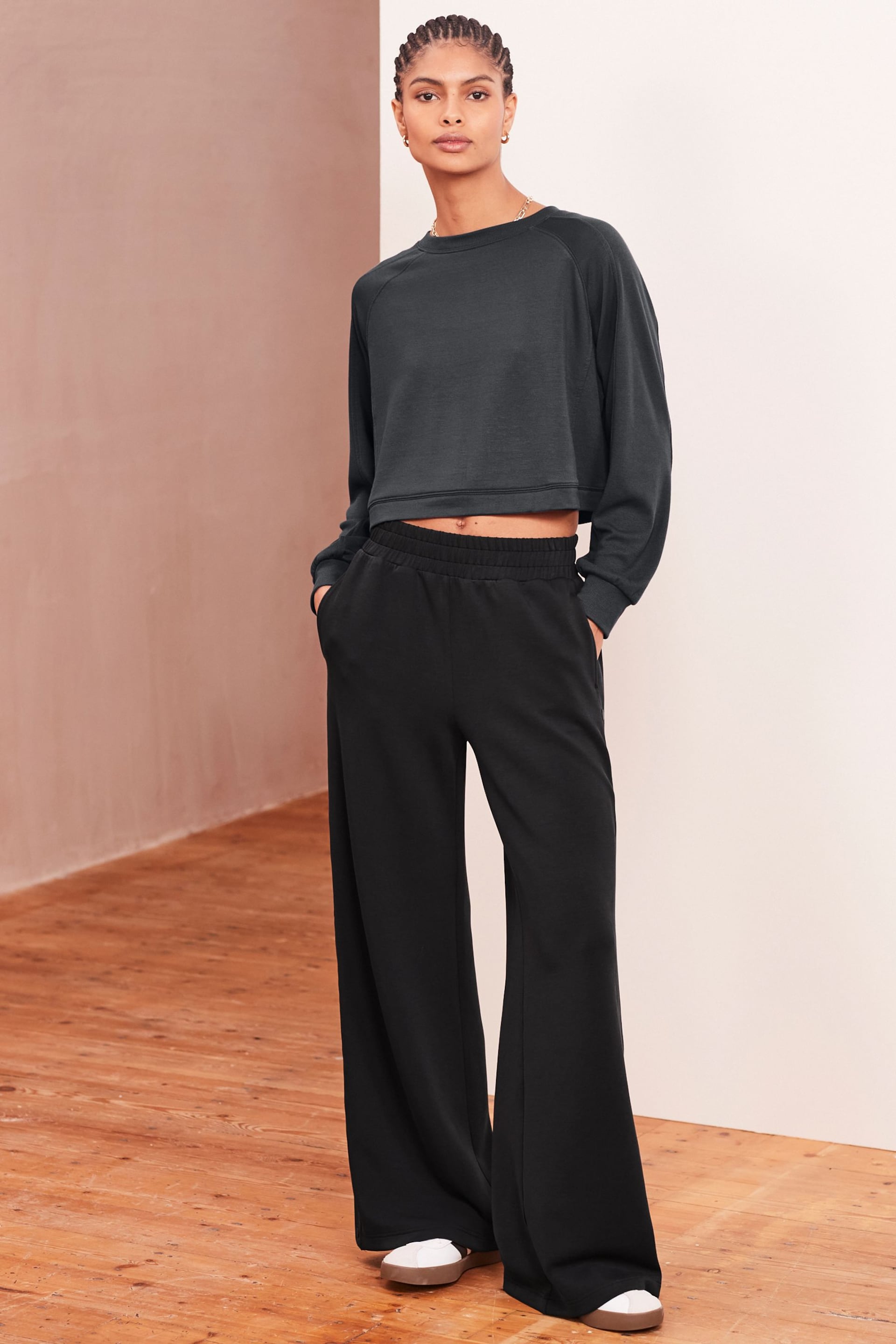 Charcoal Grey Soft Jersey Popper Side Trousers - Image 2 of 7