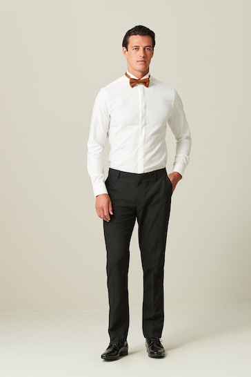Black with Tape Detail Tailored Fit Tuxedo Suit Trousers