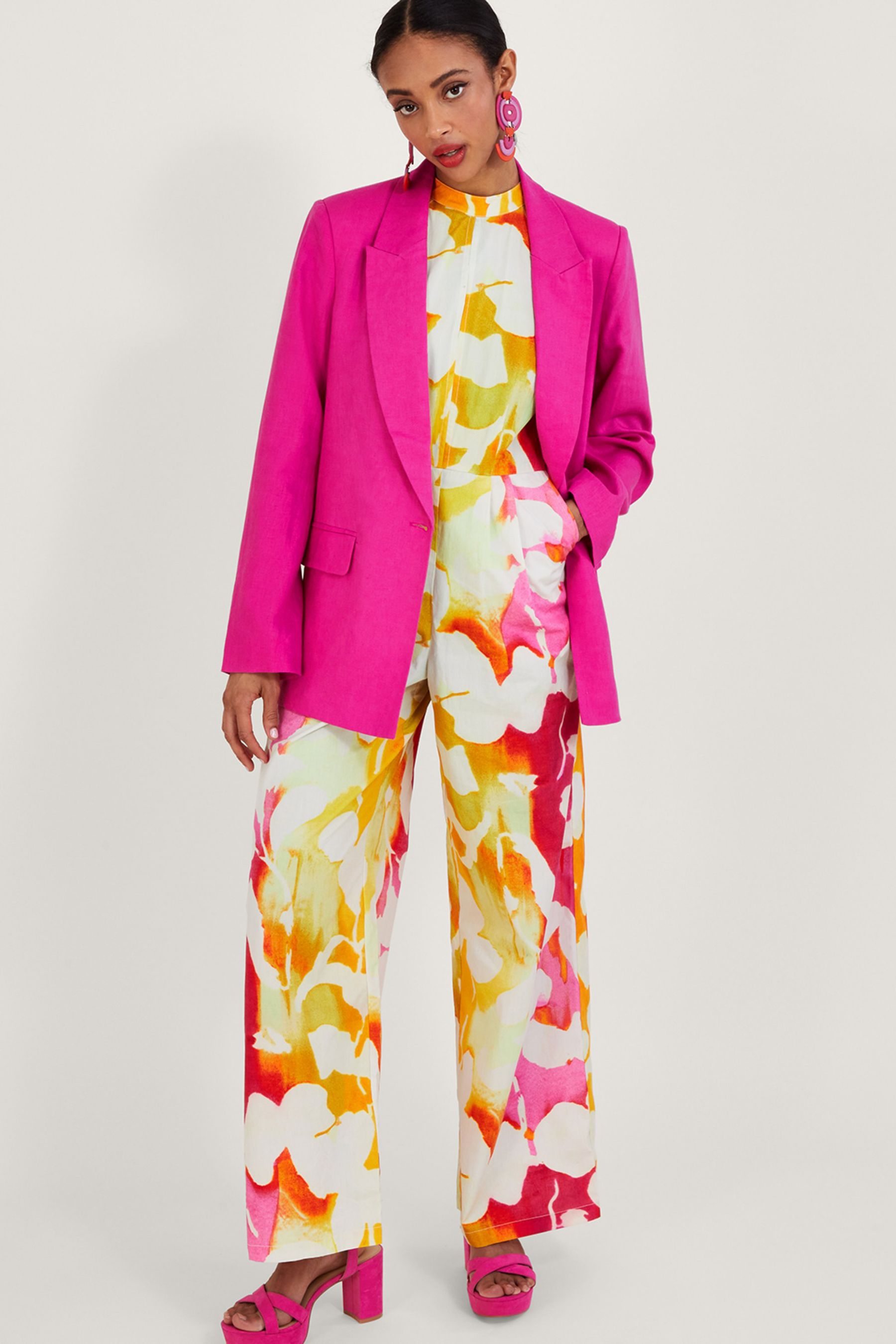Buy Monsoon Pink Linen Blend Stella Jacket from Next Luxembourg