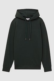 Reiss Emerald Fabien Plain Interlock Jersey Drawstring Hoodie - Image 2 of 4