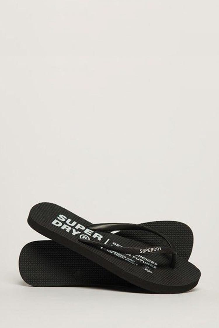 SUPERDRY Black Vegan Flip-Flops - Image 1 of 4