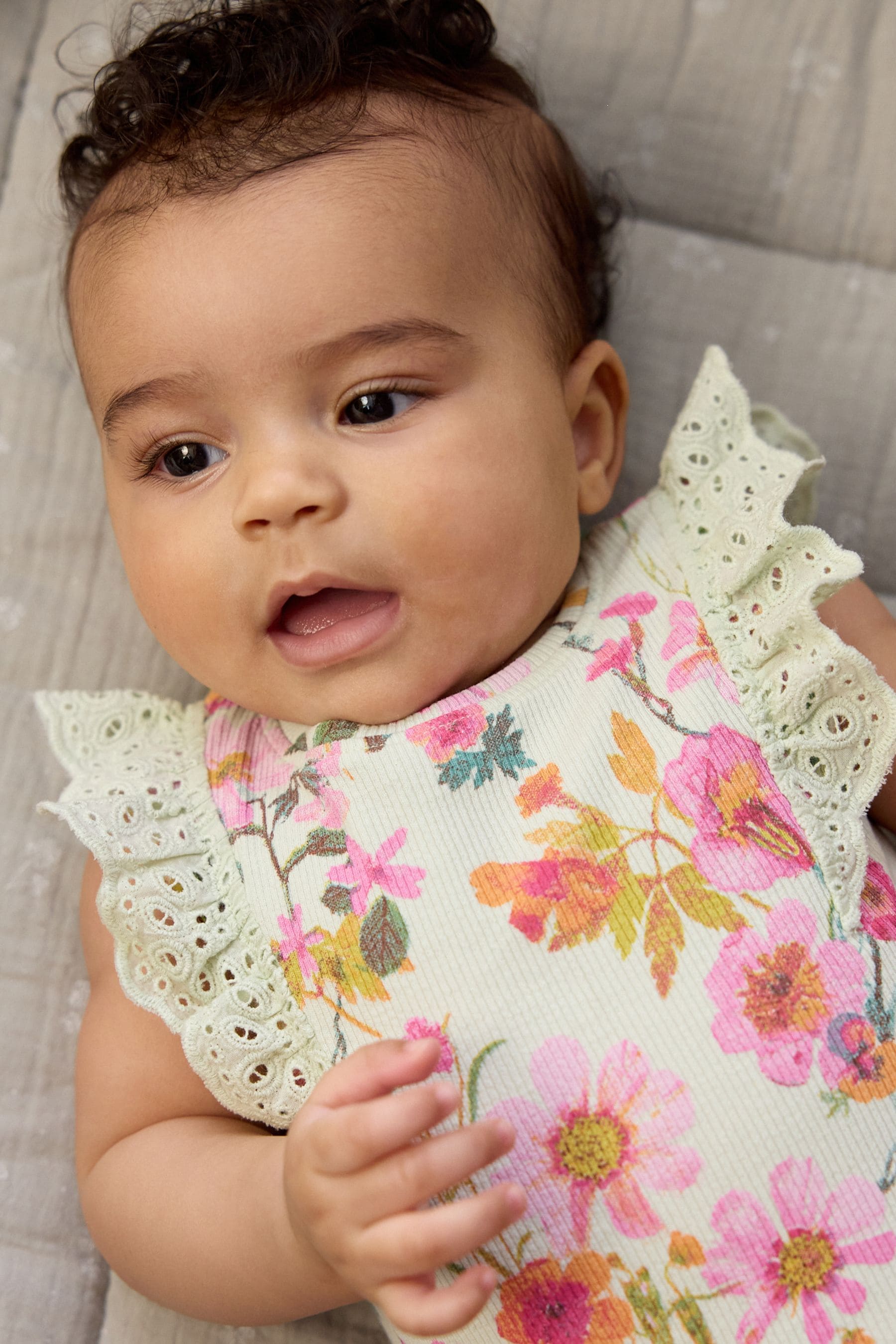 Buy Sage Green Floral Baby Short Sleeve Top And Leggings Set from