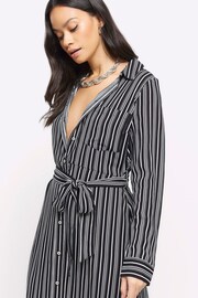 River Island Black Stripe Shirt Midi Dress - Image 3 of 4