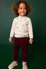 Ecru Santa Snowman 100% Cotton Christmas Long Sleeve Knitted Polo Shirt (3mths-7yrs) - Image 2 of 7