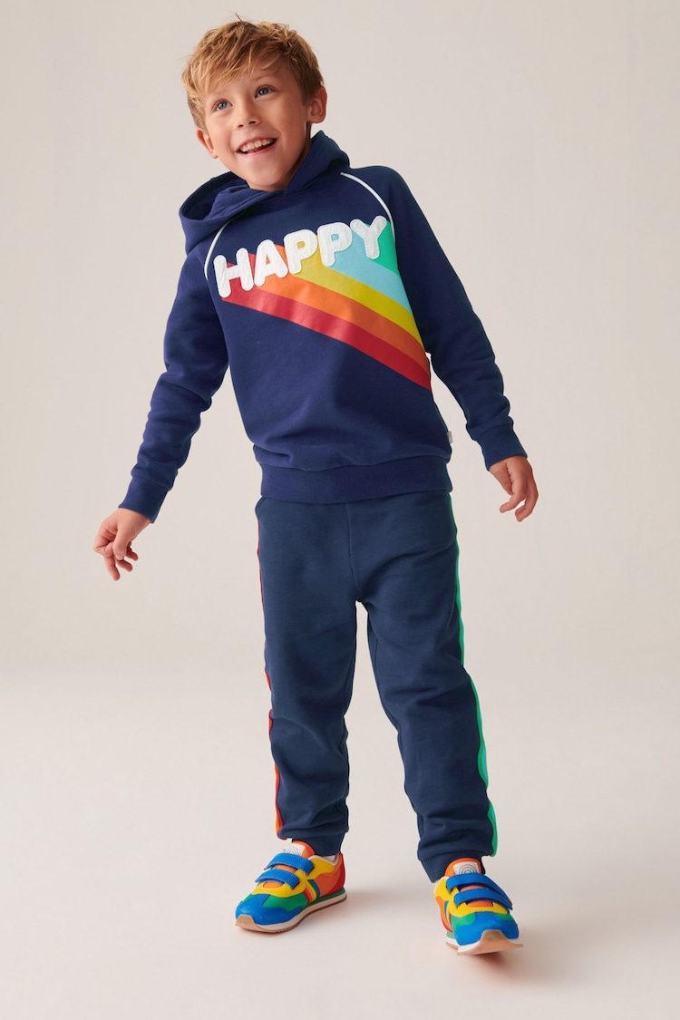 Little Bird by Jools Oliver Navy Rainbow Happy Hoodie - Image 1 of 13