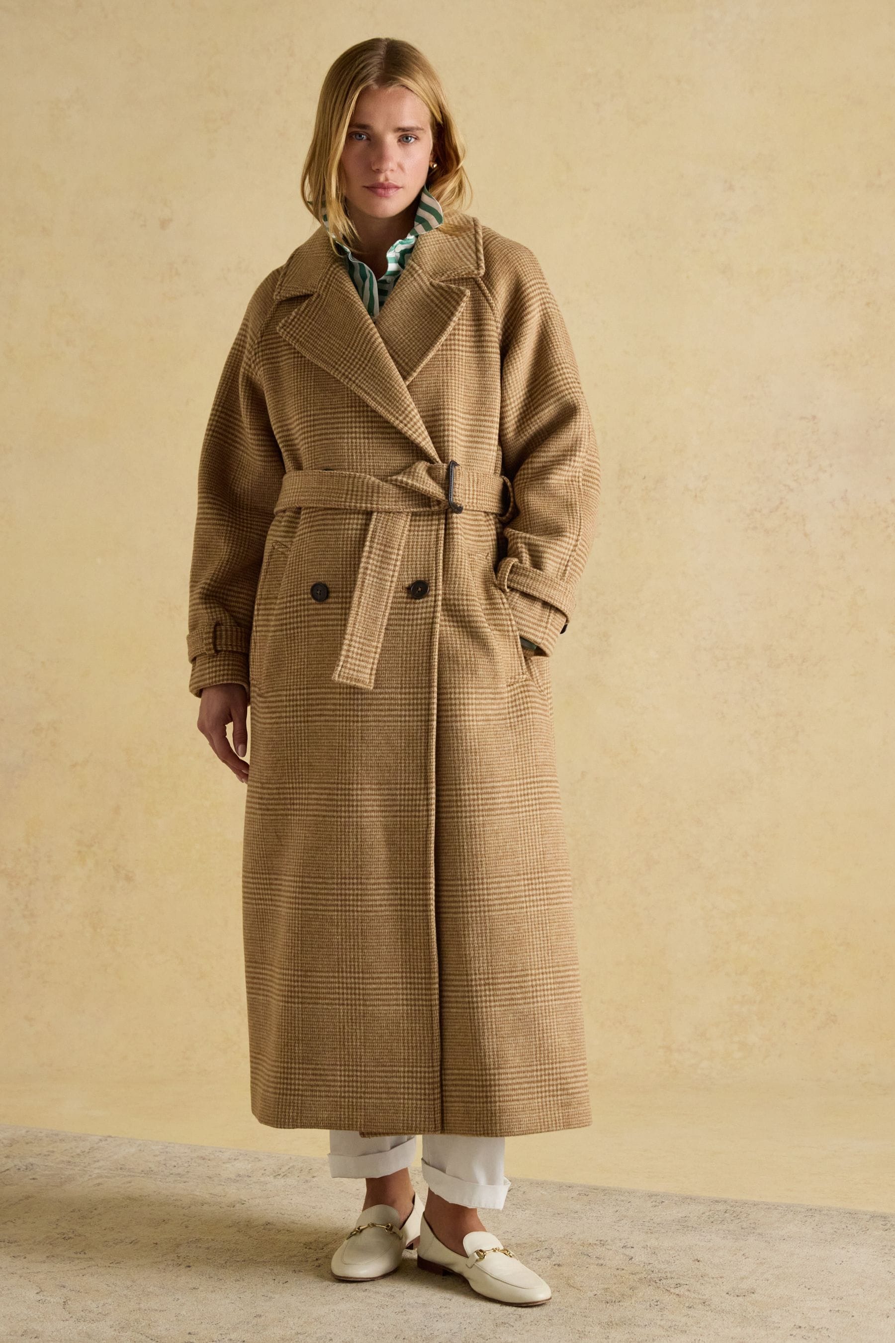 Buy Joules Amberley Tan Brown Longline Wool Blend Coat with Belt from Next Germany