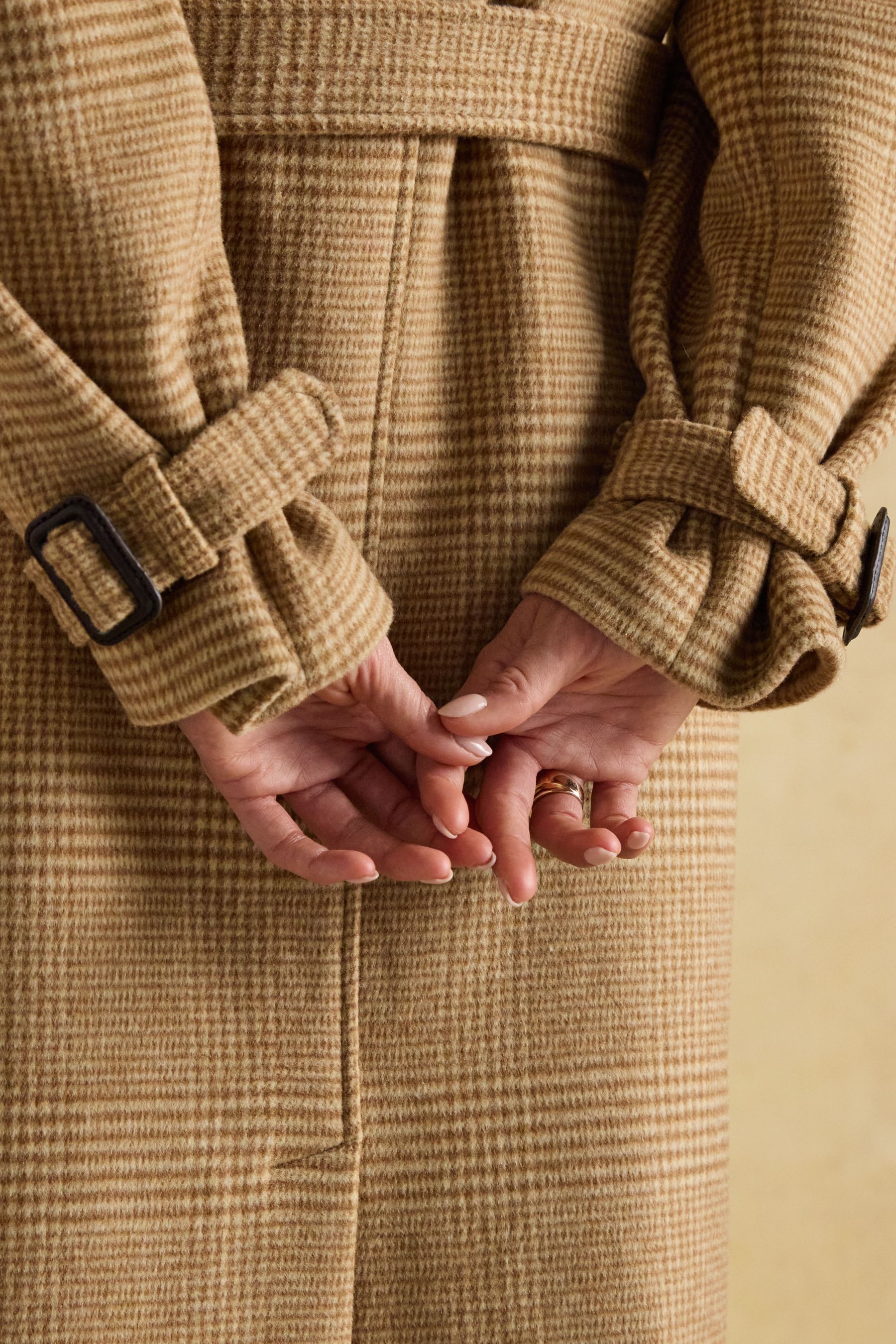 Tan check coat on sale