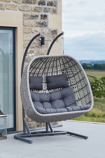 Pacific Stone Grey Garden Double Hanging Chair