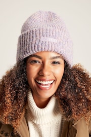 Joules Eloise Lilac Oversized Knitted Beanie Hat - Image 1 of 5