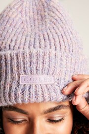 Joules Eloise Lilac Oversized Knitted Beanie Hat - Image 2 of 5