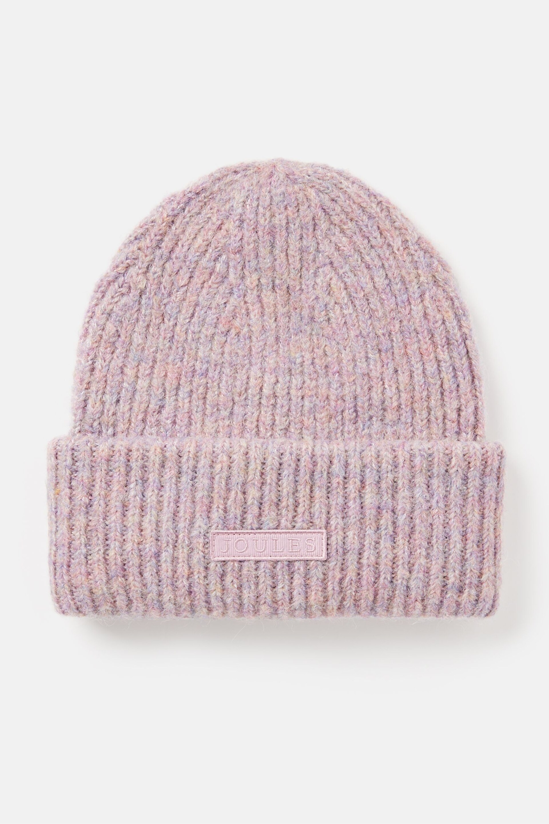 Joules Eloise Lilac Oversized Knitted Beanie Hat - Image 3 of 5