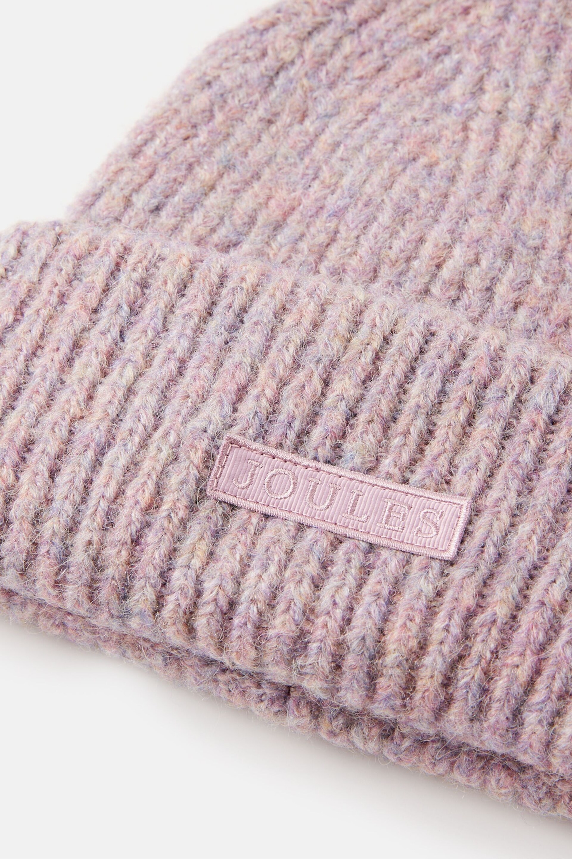 Joules Eloise Lilac Oversized Knitted Beanie Hat - Image 5 of 5