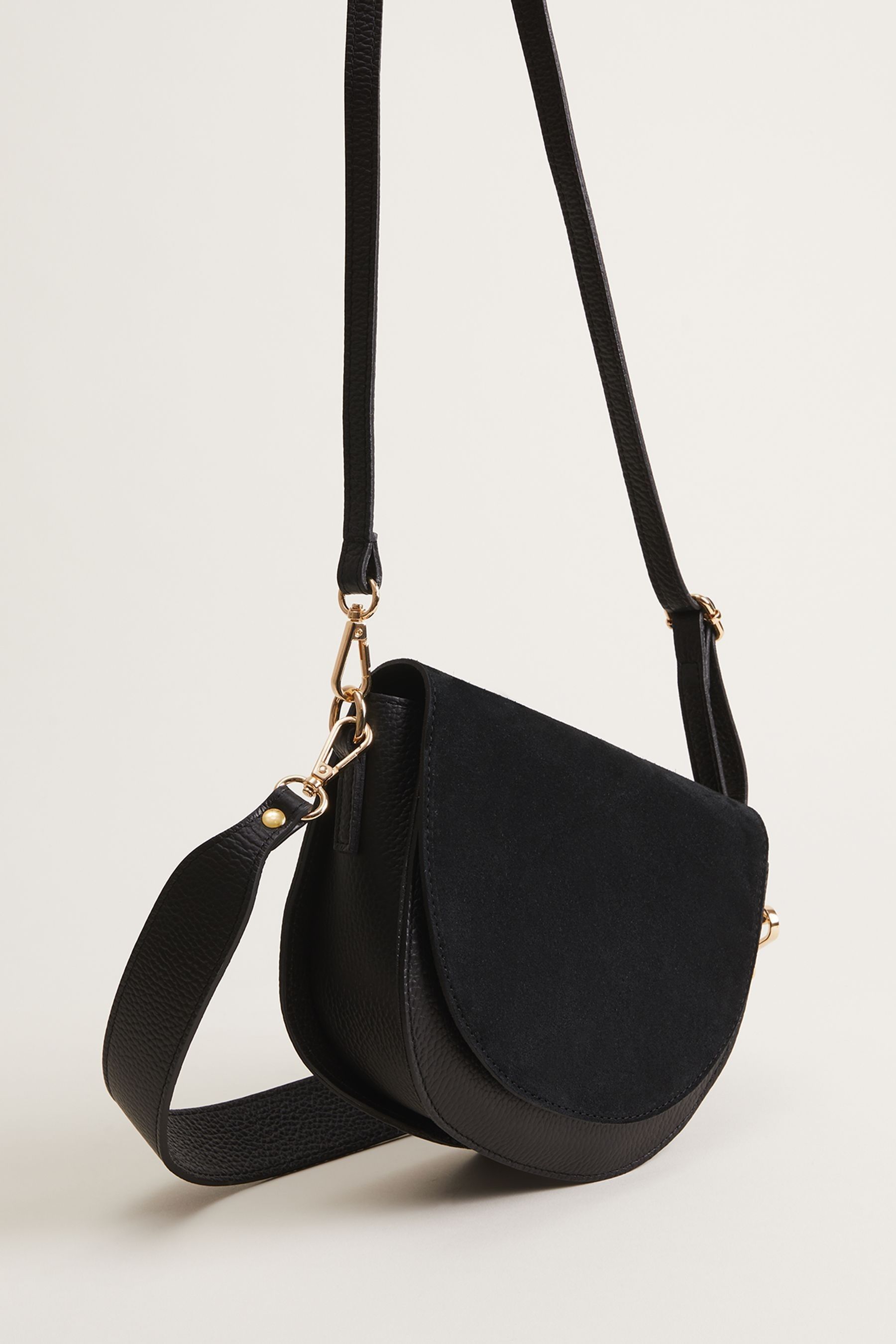 Phase Eight Black Suede Cross Body Bag