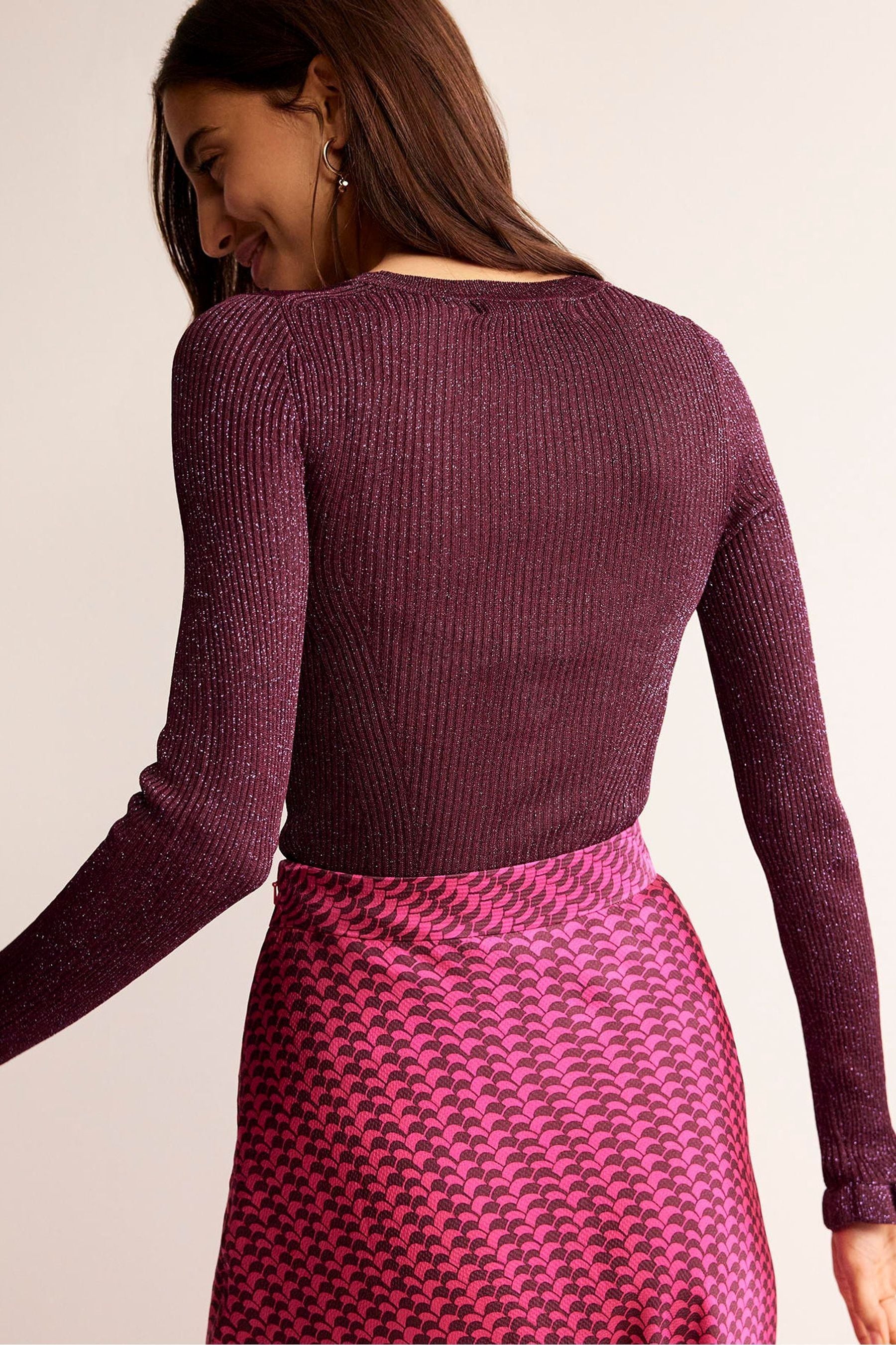 Buy Boden Purple Sparkle Rib Party Jumper from Next Luxembourg