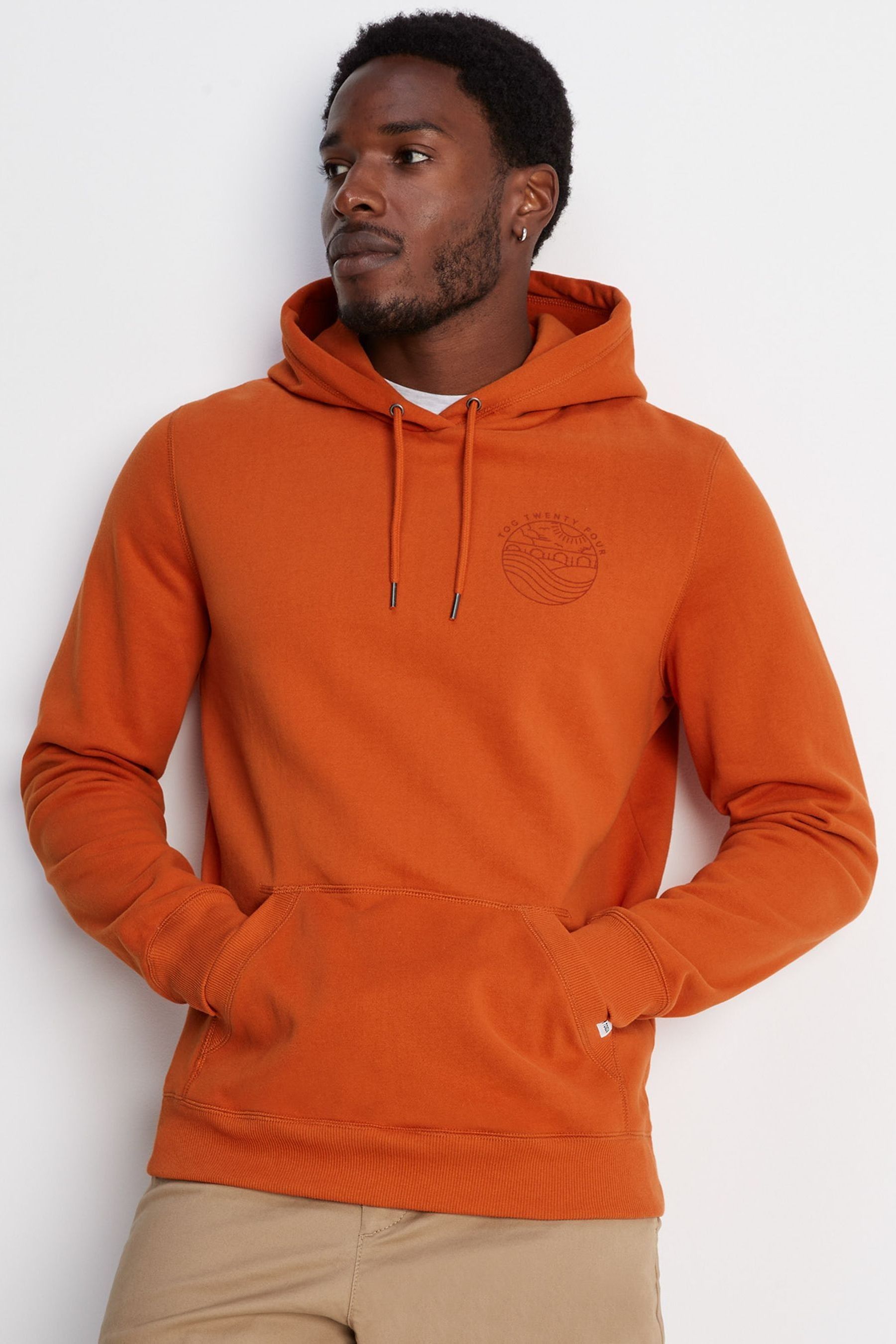 Orange on sale hoodie men