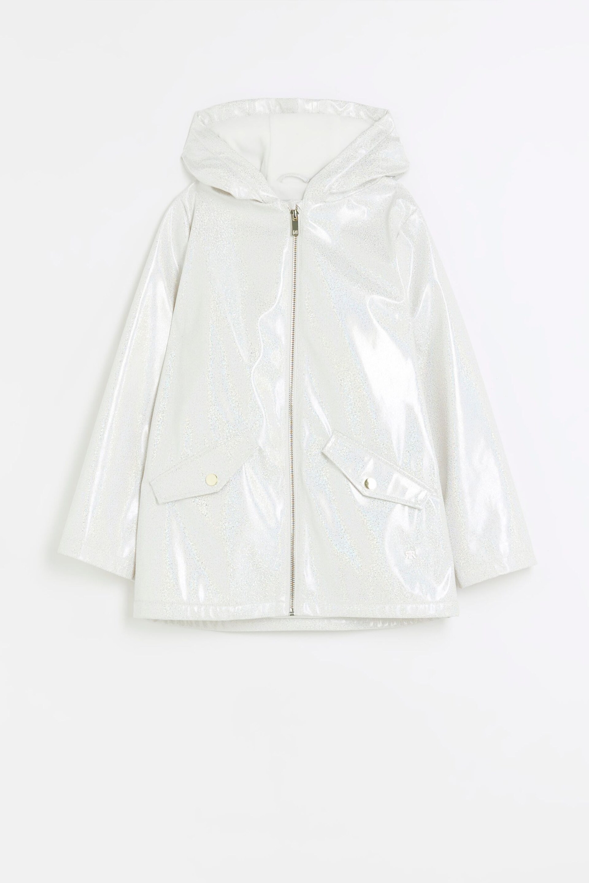 River Island White Girls Glitter Rain Coat - Image 1 of 4