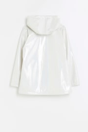 River Island White Girls Glitter Rain Coat - Image 2 of 4